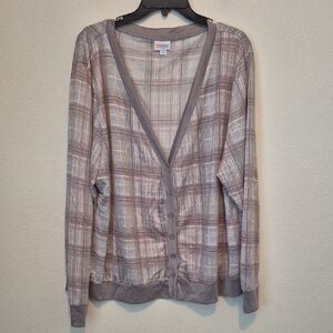 LuLaRoe Brown and Tan Cardigan Sweater Lightweight Knit